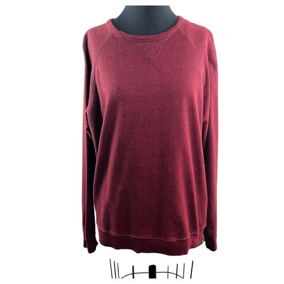PACT Organic Burgundy Sweatshirt Cotton Crew Neck Raglan Sleeve Pullover Large L - Picture 1 of 7